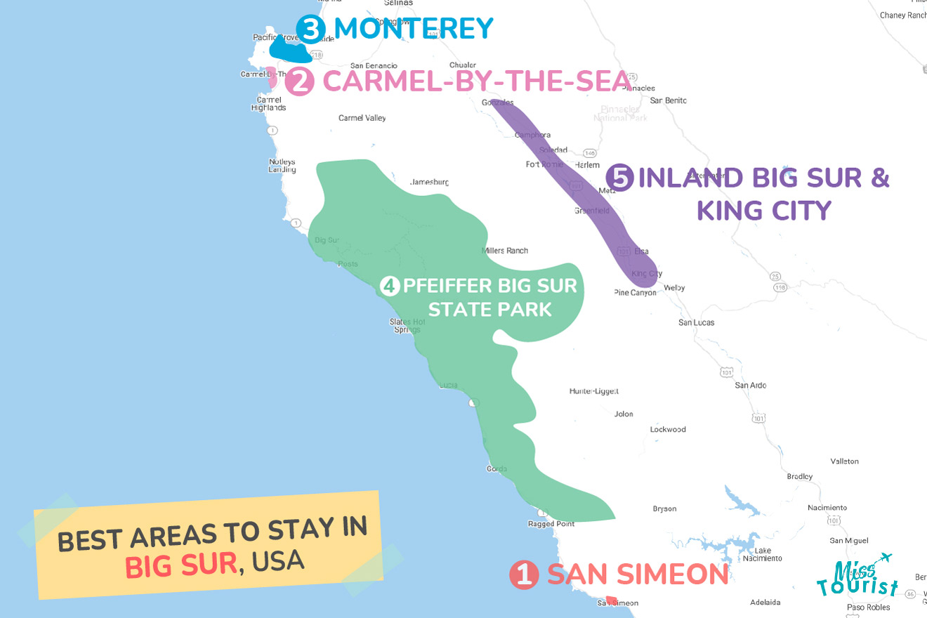 Map of best places to stay Big SUR